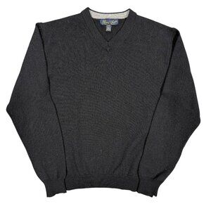 Garret Scott Extra Fine Merino Wool Sweater V-Neck Lightweight Black Small